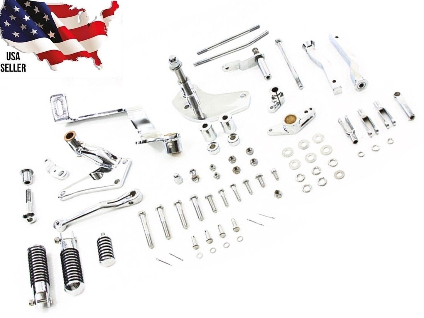 V-TWIN Chrome Forward Controls Harley Sportster 86-1990 883 XLH 1200 1100 Hugger Deluxe FOOT PEGS SHIFTER SHIFT LEVER