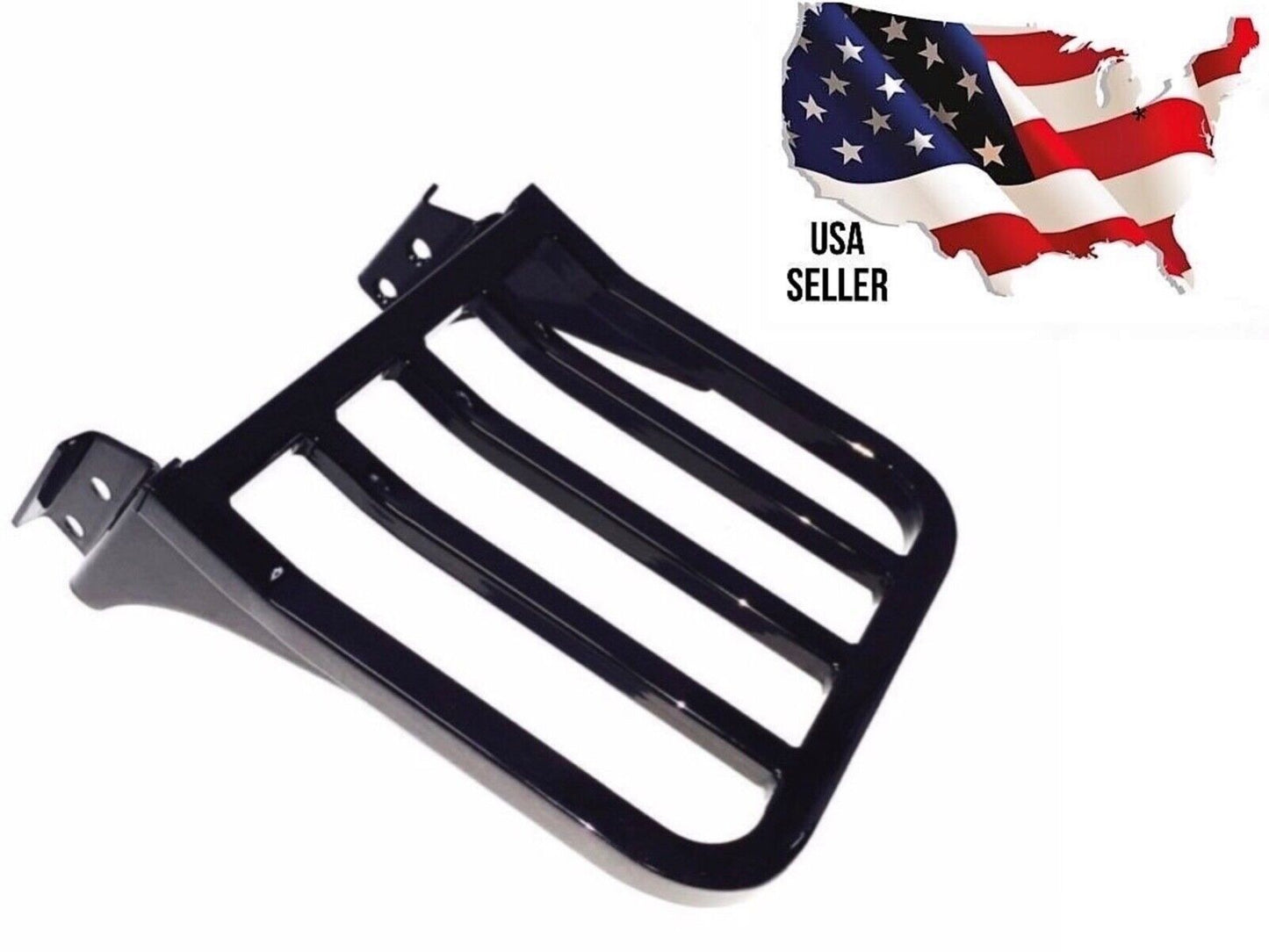 Gloss Black Luggage Rack Harley Softail Fat Bad Boy FatBoy 53862-00 Night Train NIGHTSTER IRON LOW XL 883 1200 DYNA STREET BOB LOW RIDER SUPER GLIDE