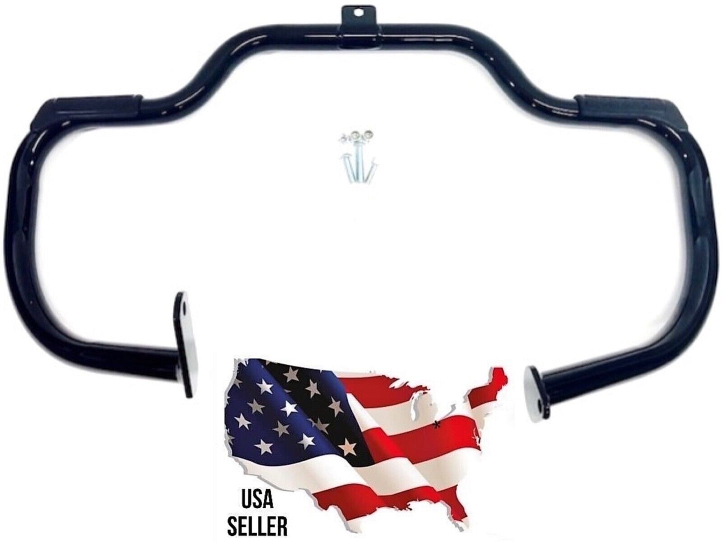 Black Harley Softail Mustache Engine Guard Fat Boy Heritage Classic 1986-1999 HD CRASH BAR HIGHWAY SPRINGER