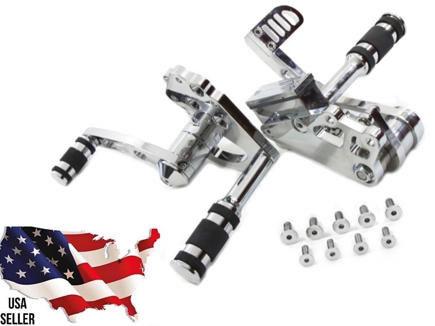 Chrome Billet Forward Control Kit+2" V-TWIN 22-0755 1986-1999 Harley Softail PANHEAD SHOVEL SHIFTER SHIFT LEVER FOOT PEGS