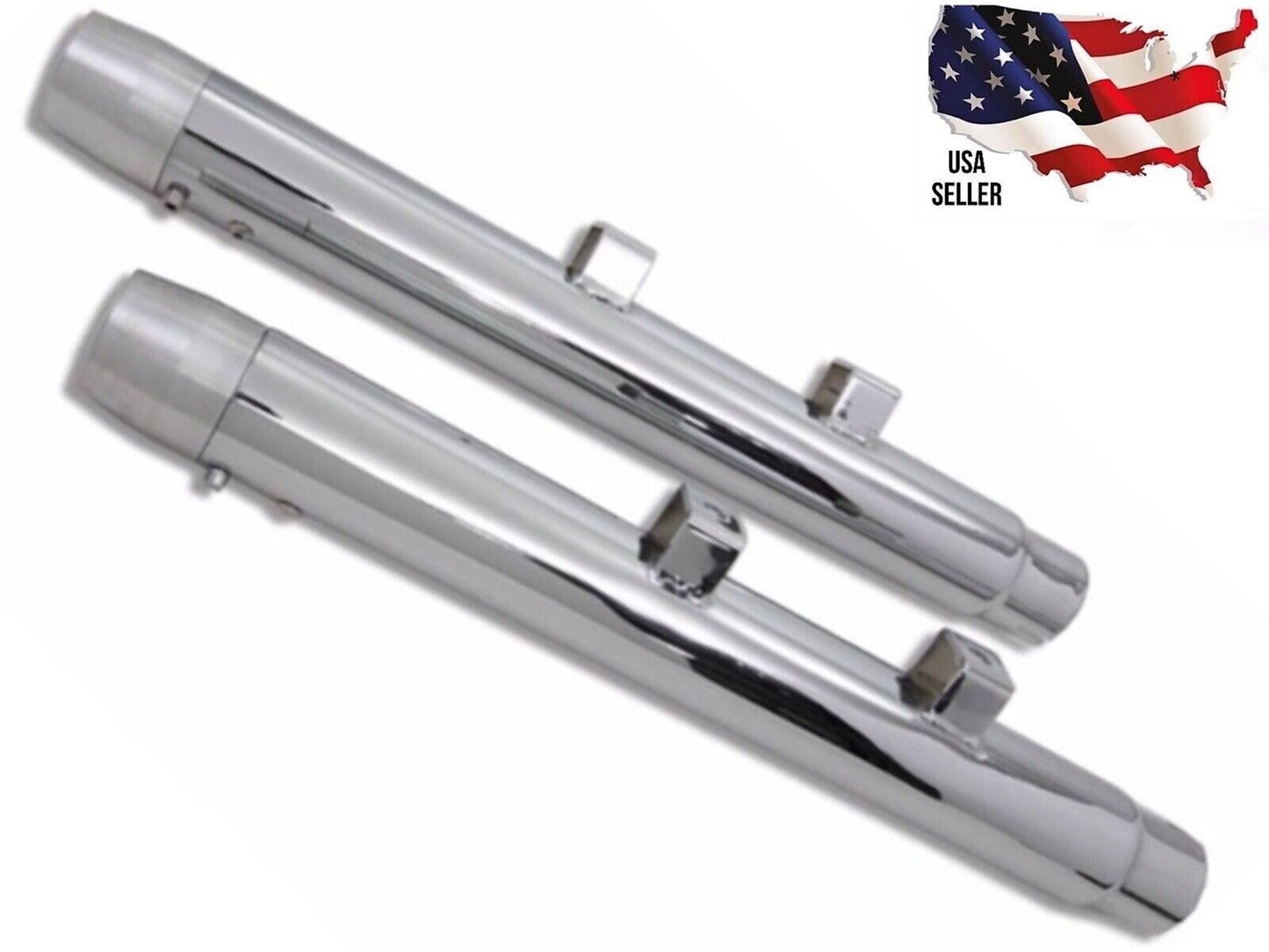 2.25" Diameter Chrome Straight Muffler Set Harley Sportster 2014-2021 XL1200 883 XL 1200 SEVENTY TWO 72 SUPER LOW IRON ROADSTER CUSTOM 48 FORTY EIGHT