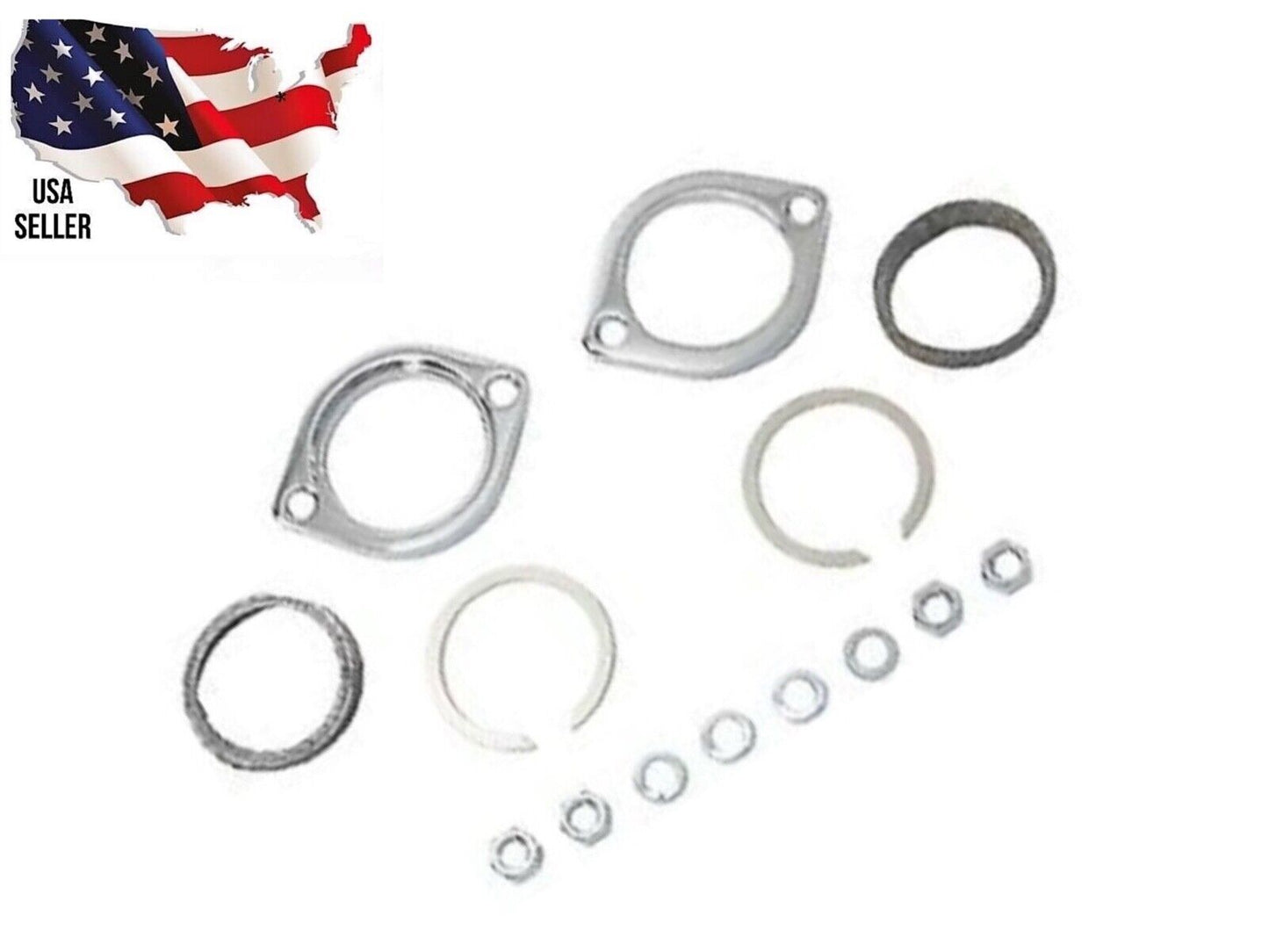 Exhaust Flange Chrome Flanges Nuts Washers Mesh Gaskets harley header 1984-2014 J&P # 223-607 SPORTSTER DYNA TOURING STREET ROAD ELECTRA GLIDE KING