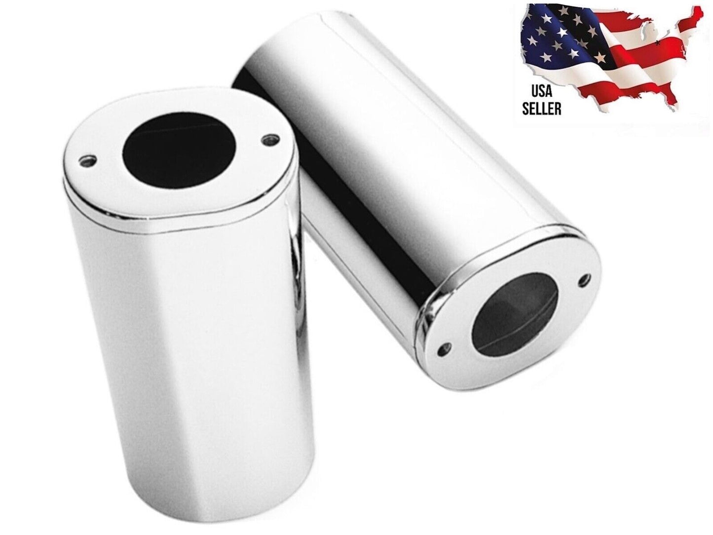 Harley CHROME Upper Fork Slider Covers 45963-97 1980-2013 Touring Glide ELECTRA GLIDE ROAD KING SOFTAIL FATBOY HERITAGE SLIM