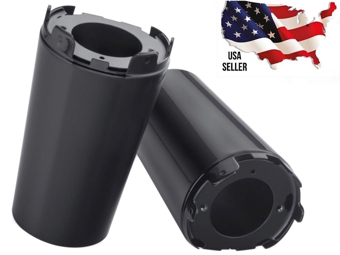 Harley BLACK Upper Fork Slider Covers 45800134 VT 24-1673 2018-2023 FATBOY FAT BOY SOFTAIL COW BELLS SLIDERS